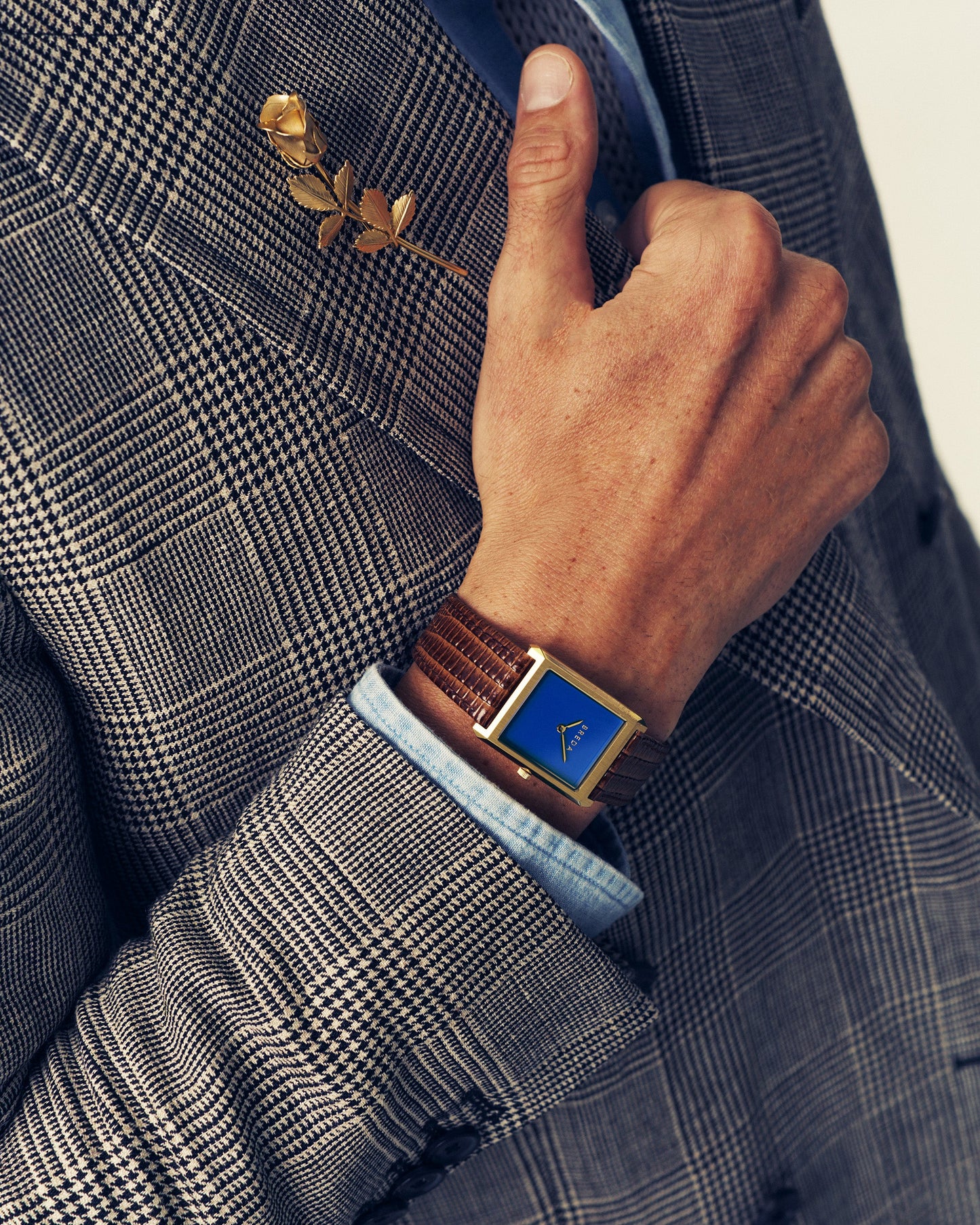 Virgil (Lizard Embossed) - Gold/Brown/Cobalt