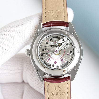 Omega Retro Leather Strap Watch