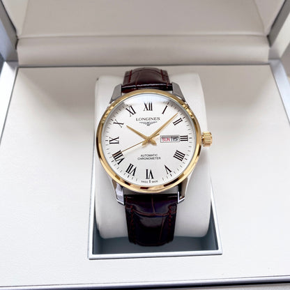 Longines fully automatic Nishitetsu leather strap men's watch